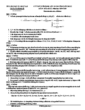 Đề thi tuyển sinh vào Lớp 10 Chuyên môn Hóa học - Đề 7 - Sở giáo dục và đào tạo Thừa Thiên Huế (Có đáp án)
